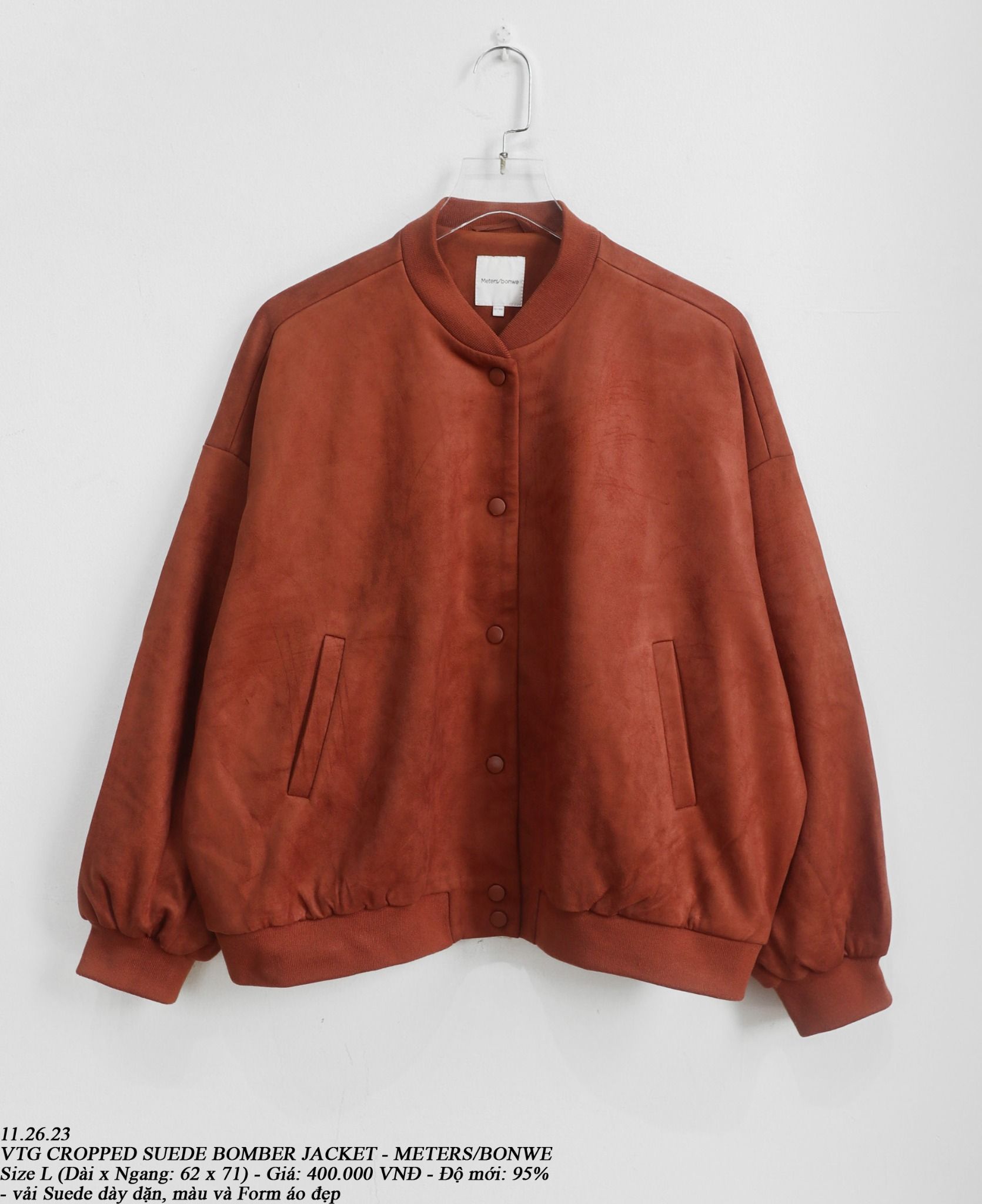  11.26.23 - VTG CROPPED SUEDE BOMBER JACKET - METERS/BONWE 