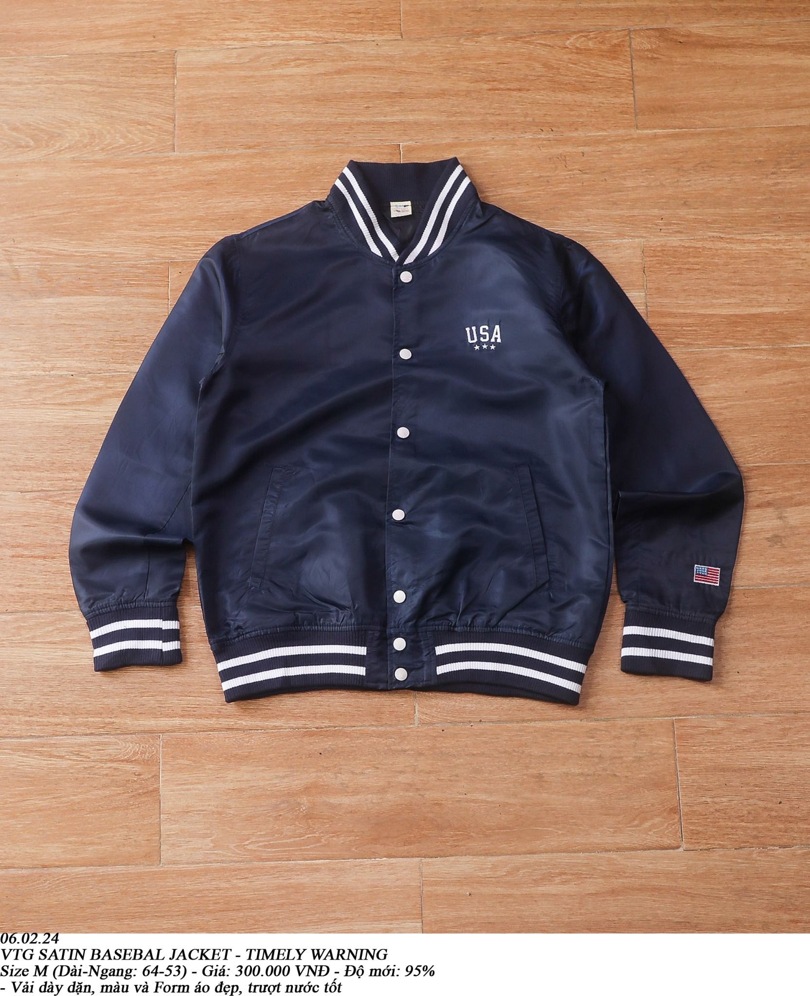 06.02.24 - VTG SATIN BASEBALL JACKET - TIMELY WARNING 