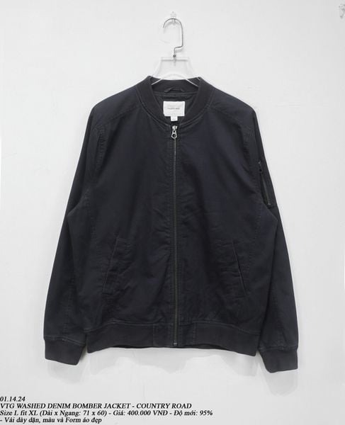  01.14.24 - VTG WASHED DENIM BOMBER JACKET - COUNTRY ROAD 