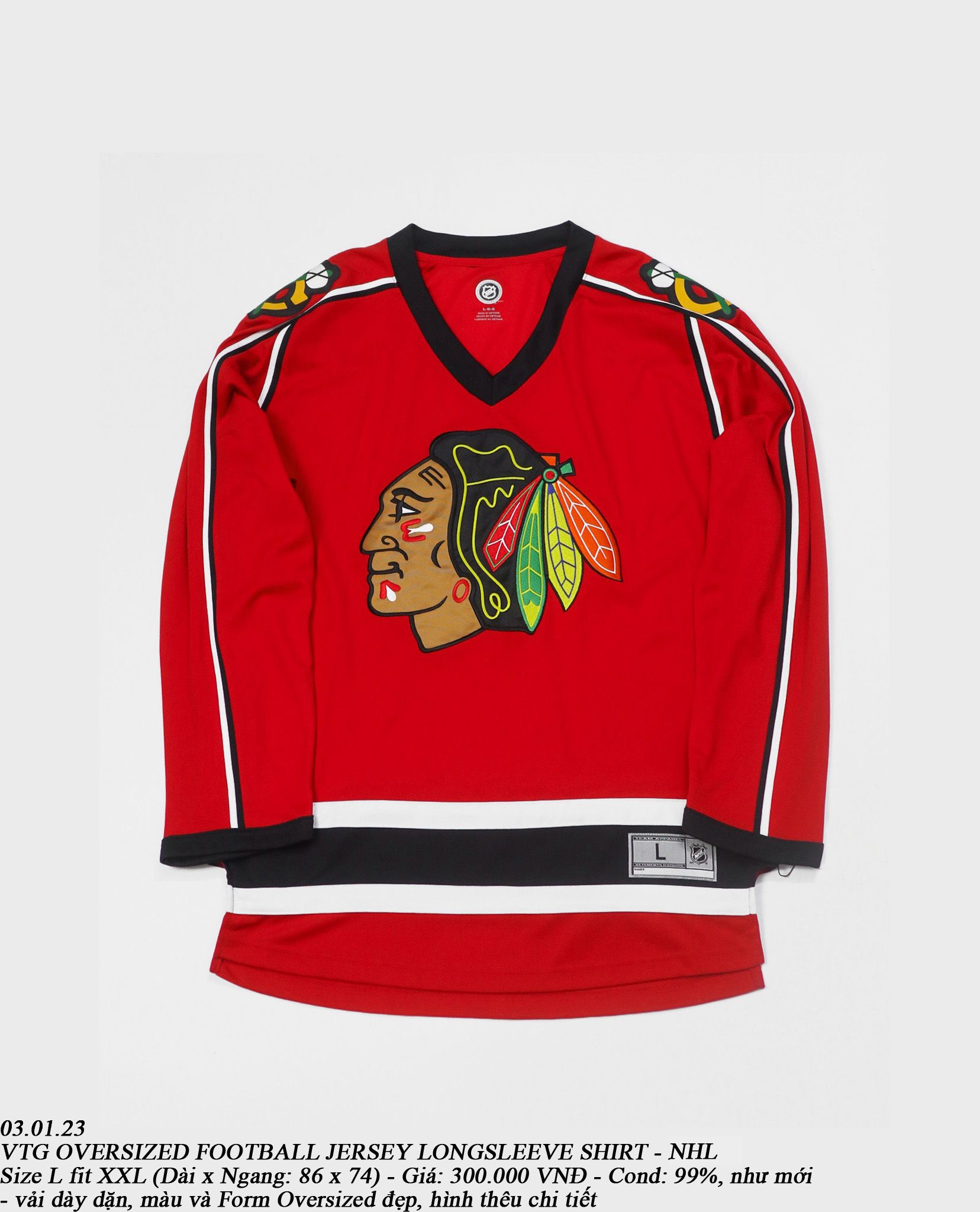  03.01.23 - VTG OVERSIZED FOOTBALL JERSEY LONGSLEEVE SHIRT - NHL 