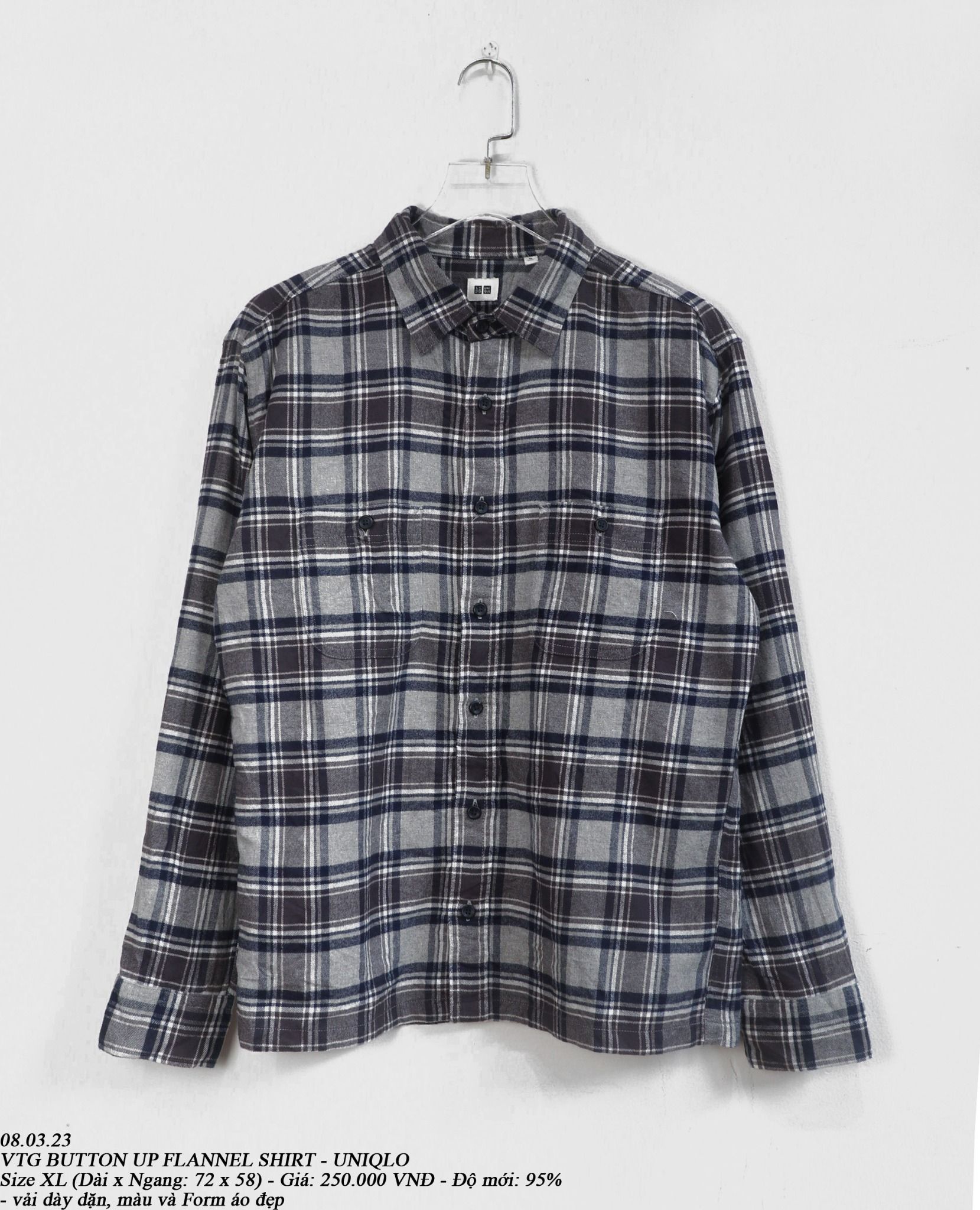  08.03.23 - VTG FLANNEL BUTTON UP SHIRT - UNIQLO 