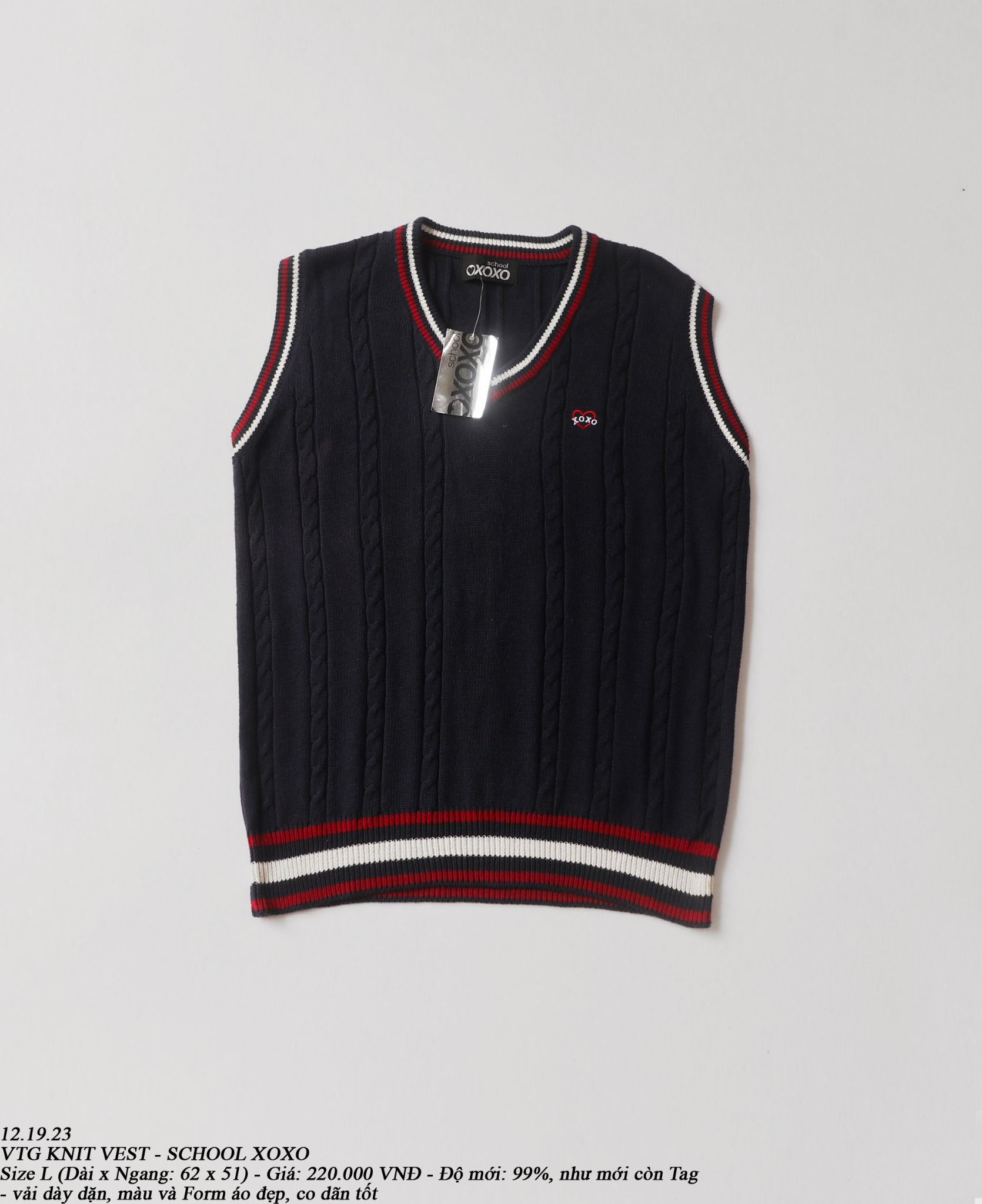  12.19.23 - VTG KNIT VEST - SCHOOL XOXO 