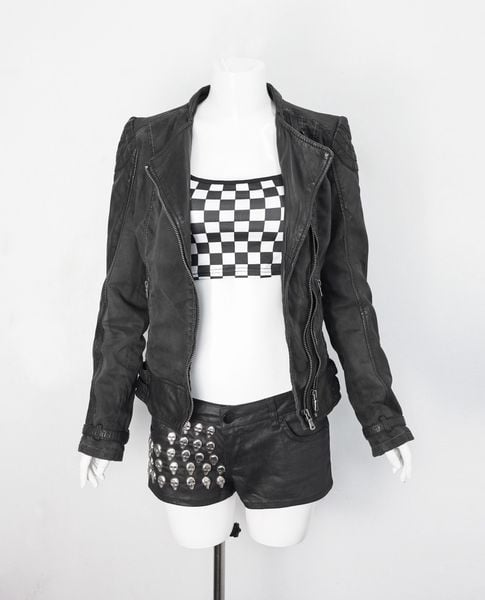  11.30.22 - VTG CROPPED BIKER JACKET - GG LADY BY JESSI NY 