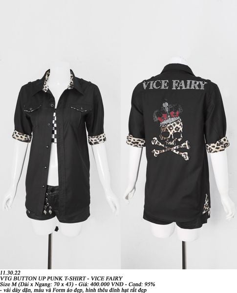  11.30.22 - VTG BUTTON UP PUNK T-SHIRT - VICE FAIRY 