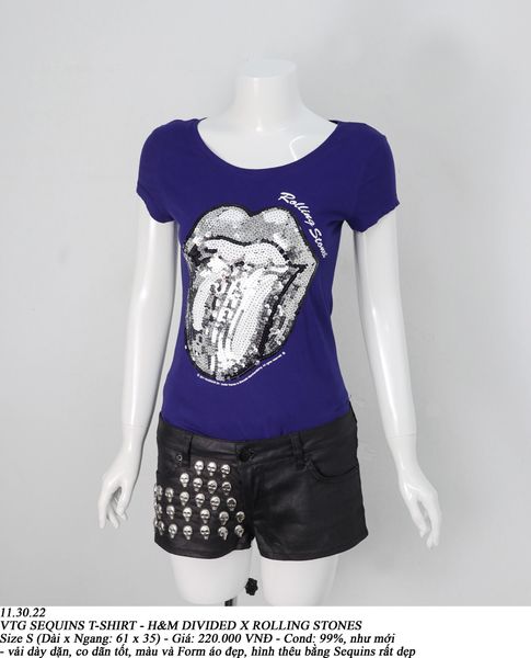  11.30.22 - VTG SEQUINS T-SHIRT - H&M DIVIDED X ROLLING STONES 