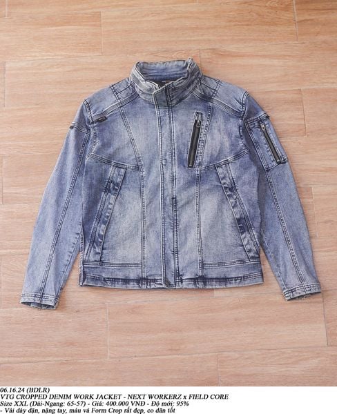  06.16.24 - VTG CROPPED DENIM WORK JACKET - NEXT WORKERS X FIELDCORE 