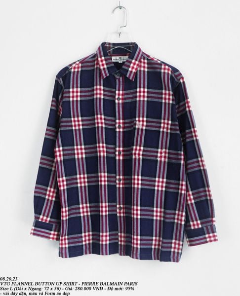  08.20.23 - VTG FLANNEL BUTTON UP SHIRT - PIERRE BALMAIN PARIS 