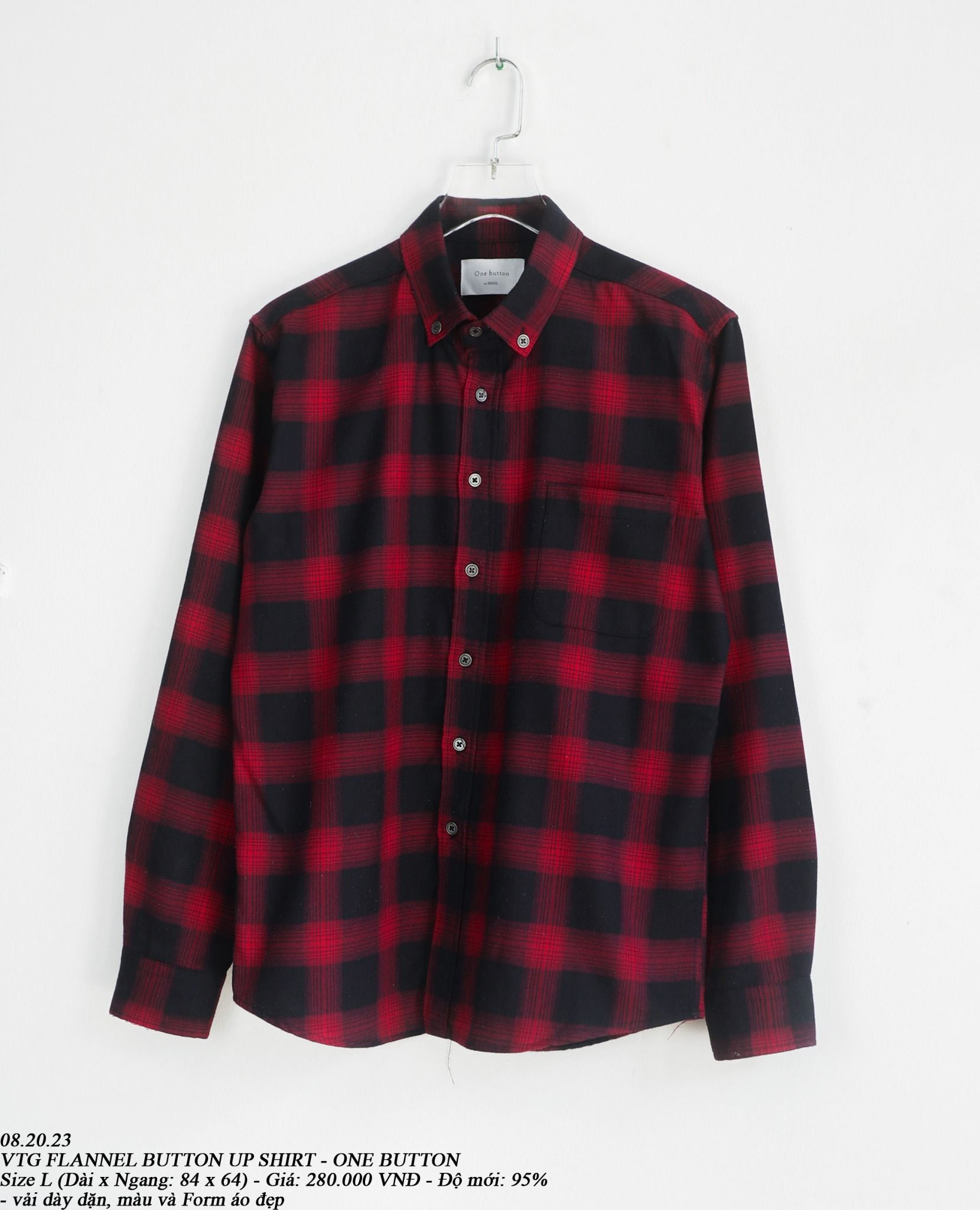  08.20.23 - VTG FLANNEL BUTTON UP SHIRT - ONE BUTTON 