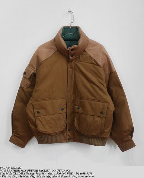  01.07.24 - VTG LEATHER MIX PUFFER JACKET - NAUTICA 