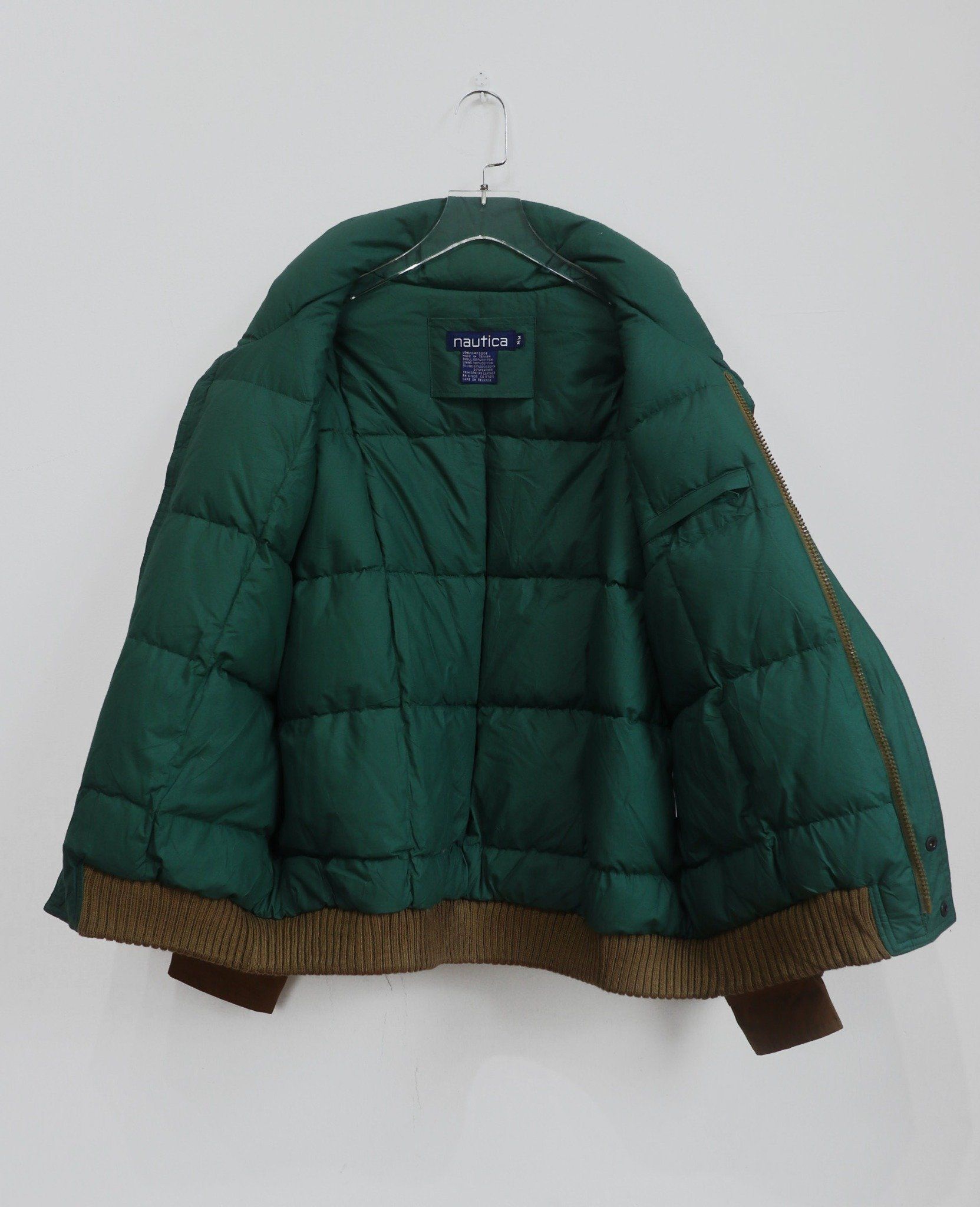  01.07.24 - VTG LEATHER MIX PUFFER JACKET - NAUTICA 