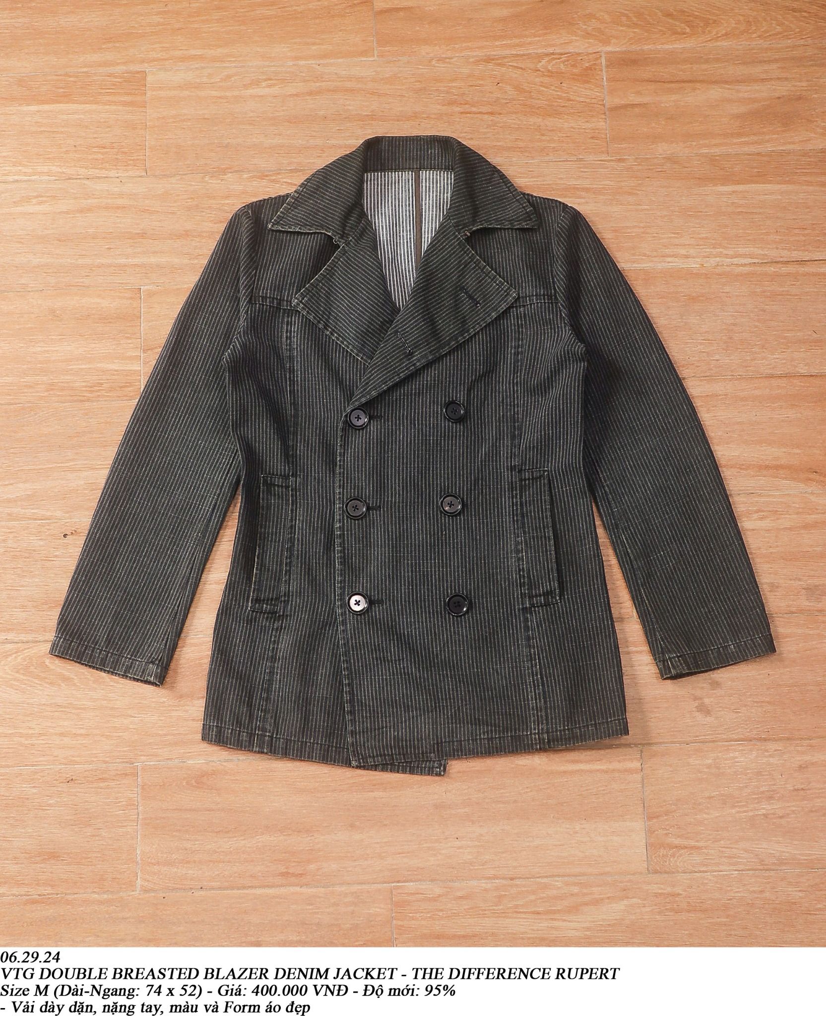 06.29.24 - VTG DOUBLE BREASTED BLAZER DENIM JACKET - THE DIFFERENCE RUPERT 