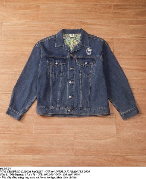  06.30.24 - VTG CROPPED DENIM JACKET - GU by UNIQLO x PEANUTS 2020 