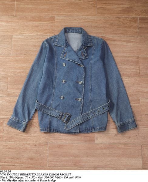  06.30.24 - VTG DOUBLE BREASTED BLAZER DENIM JACKET 