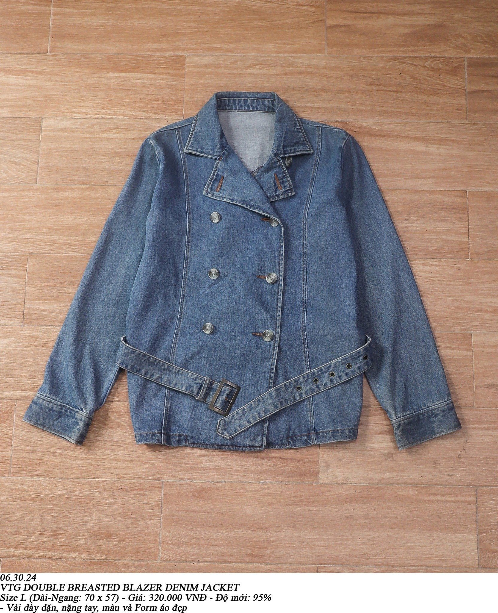  06.30.24 - VTG DOUBLE BREASTED BLAZER DENIM JACKET 