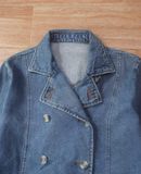  06.30.24 - VTG DOUBLE BREASTED BLAZER DENIM JACKET 