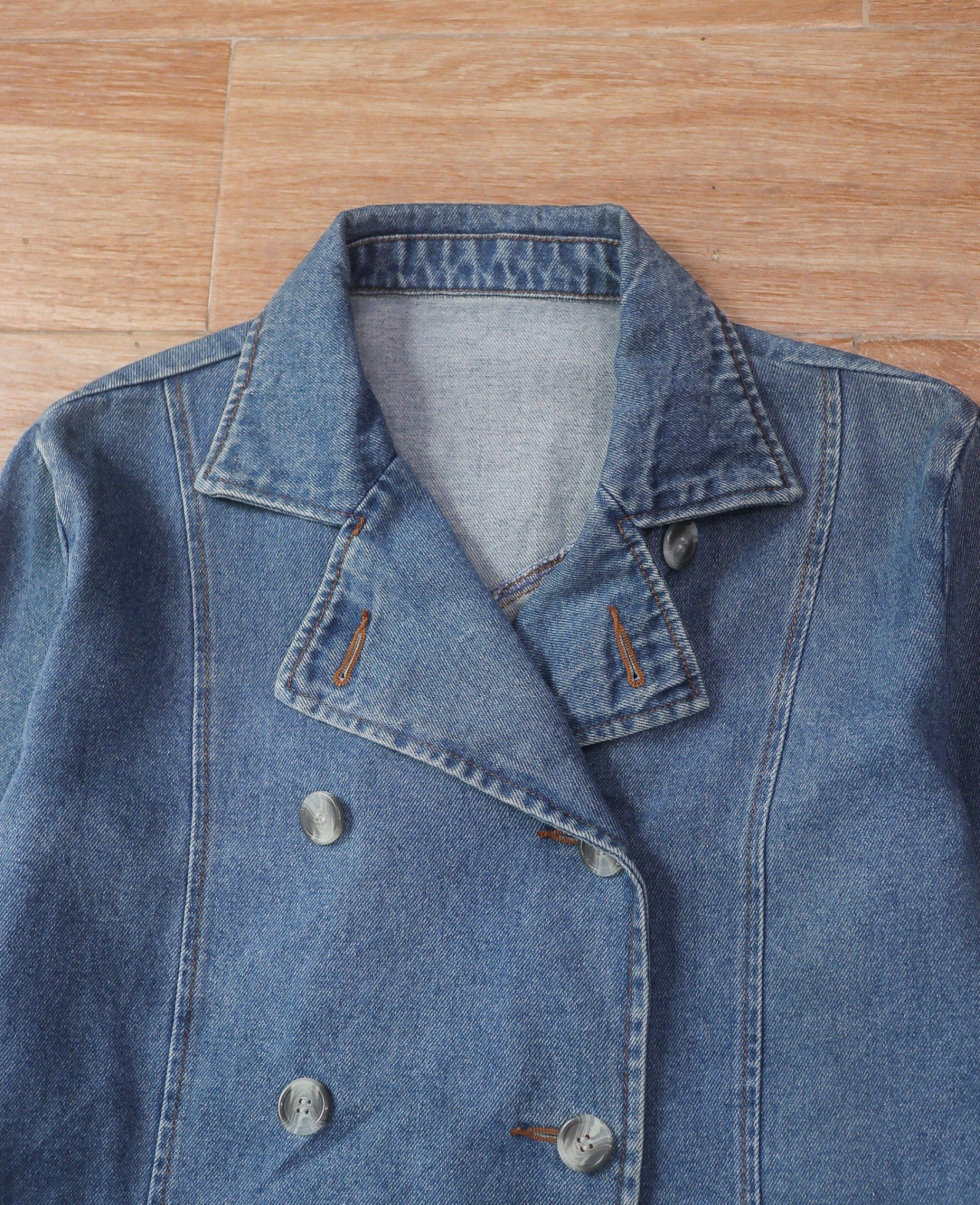  06.30.24 - VTG DOUBLE BREASTED BLAZER DENIM JACKET 