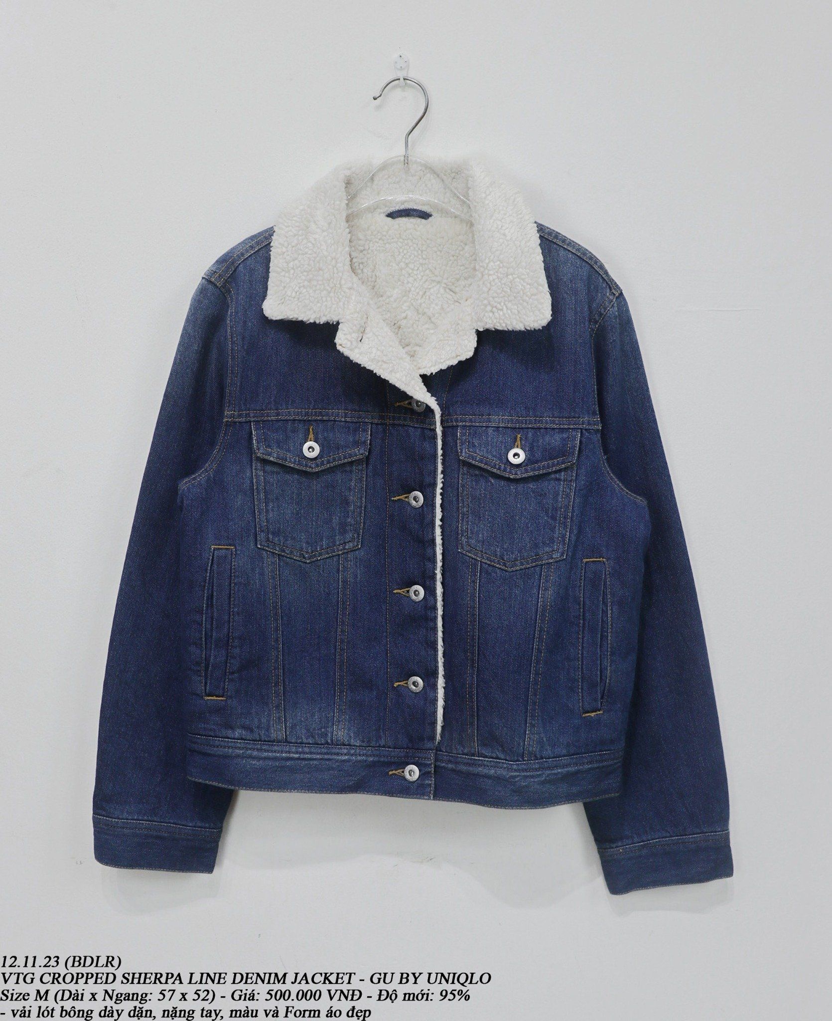  12.11.23 - VTG CROPPED SHERPA LINED DENIM JACKET - GU BY UNIQLO 