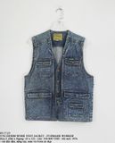  05.17.23 - VTG DENIM WORK VEST JACKET - FUJIMARK WORKER 