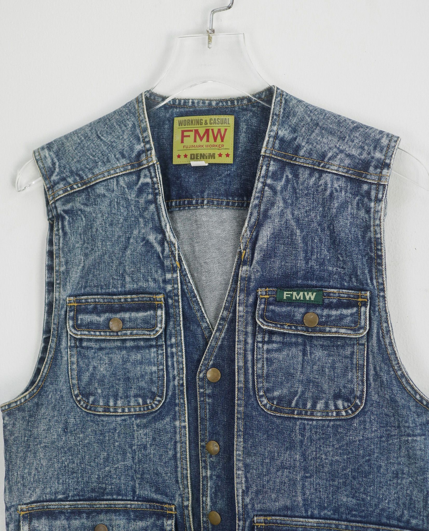  05.17.23 - VTG DENIM WORK VEST JACKET - FUJIMARK WORKER 