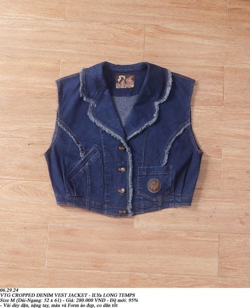 06.29.24 - VTG CROPPED DENIM VEST JACKET - ILYa LONG TEMPS 