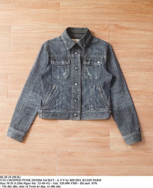  06.28.24 - VTG CROPPED PUNK DENIM JACKET - A.V.V by MICHEL KLEIN PARIS 