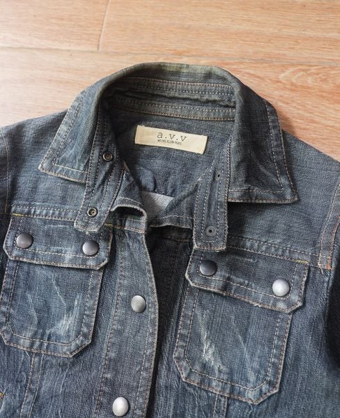  06.28.24 - VTG CROPPED PUNK DENIM JACKET - A.V.V by MICHEL KLEIN PARIS 