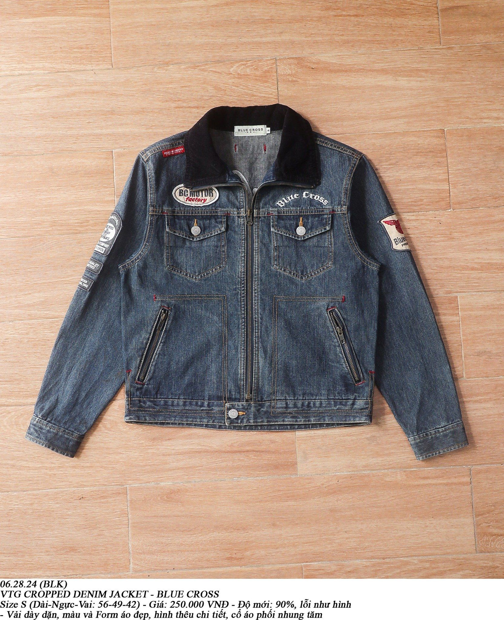  06.28.24 - VTG CROPPED DENIM JACKET - BLUE CROSS 