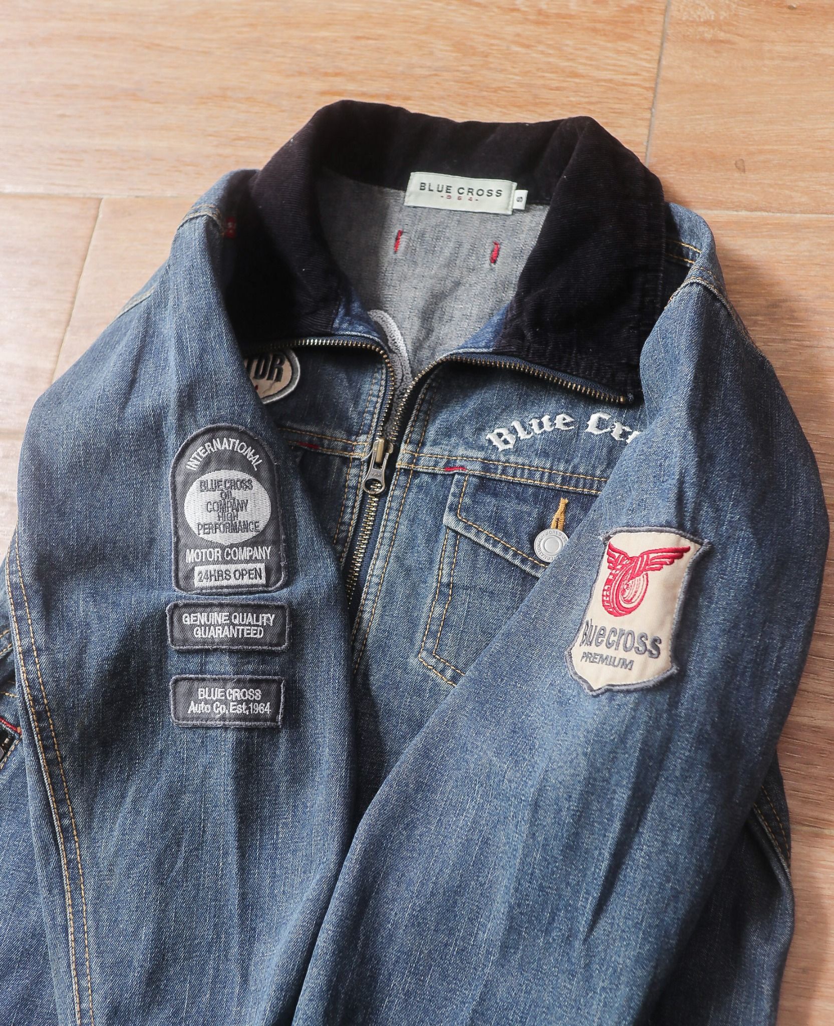  06.28.24 - VTG CROPPED DENIM JACKET - BLUE CROSS 