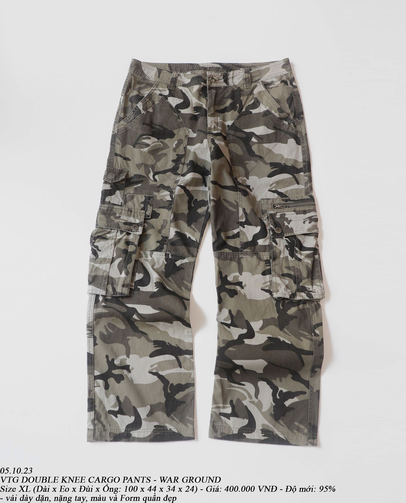  05.10.23 - VTG DOUBLE KNEE CARGO PANTS - WAR GROUND 