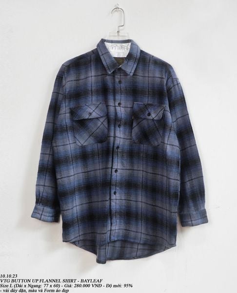  10.10.23 - VTG FLANNEL BUTTON UP SHIRT - BAYLEAF 
