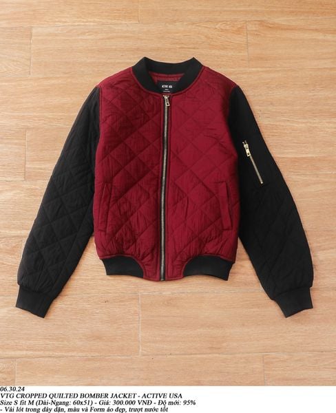 06.30.24 - VTG CROPPED QUILTED  BOMBER JACKET - ACTIVE USA 