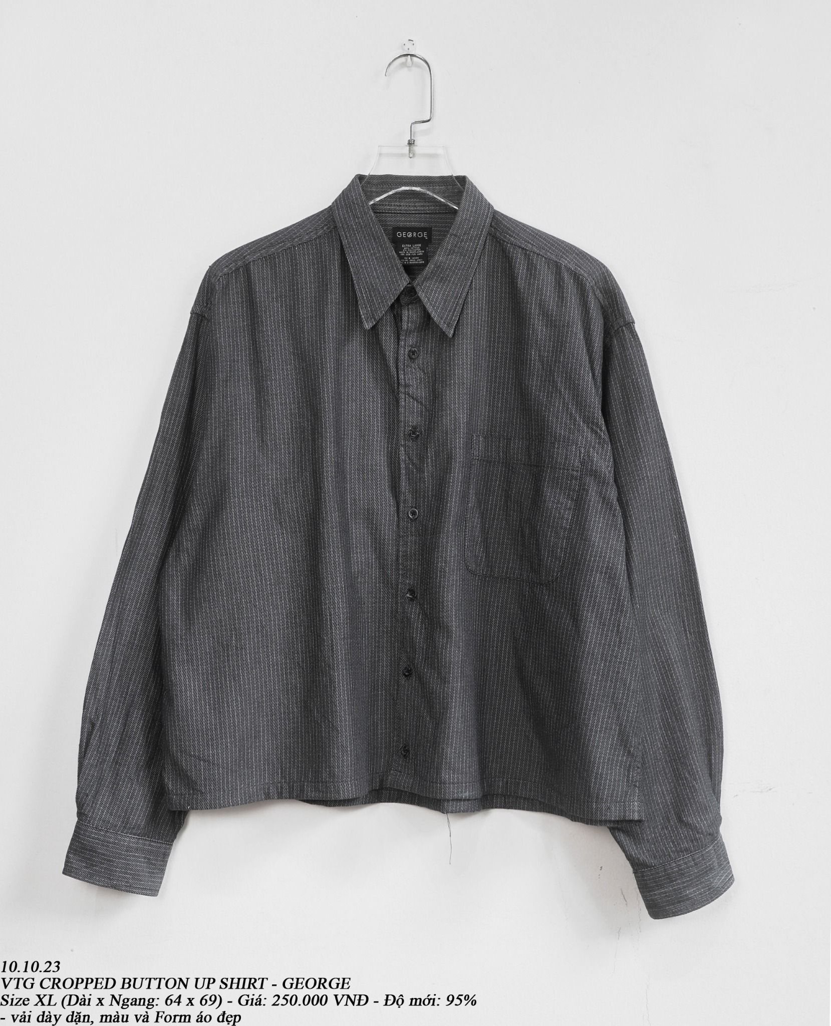  10.10.23 - VTG CROPPED BUTTON UP SHIRT - GEORGE 