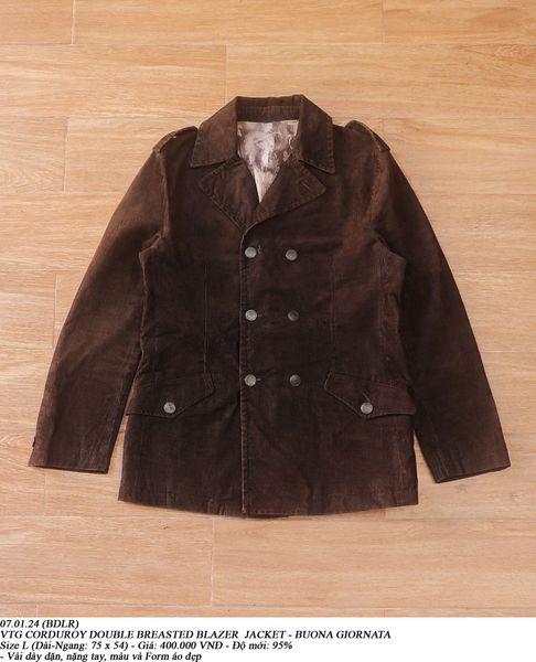  07.01.24 - VTG CORDUROY DOUBLE BREASTED BLAZER JACKET - BUONA GIORNATA 