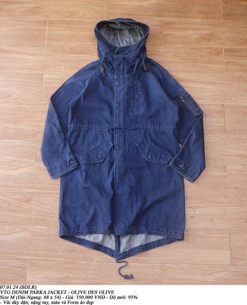  07.01.24 - VTG DENIM PARKA JACKET - OLIVE DES OLIVE 