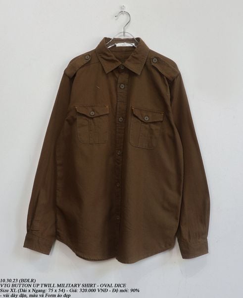  10.30.23 - VTG BUTTON UP TWILL MILITARY SHIRT - OVAL DICE 