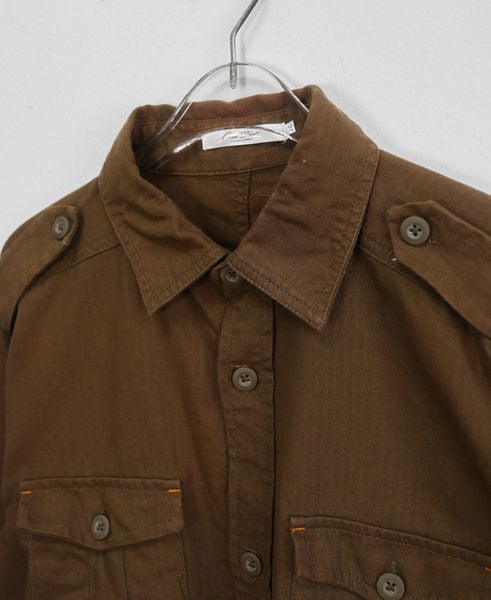  10.30.23 - VTG BUTTON UP TWILL MILITARY SHIRT - OVAL DICE 