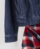  08.06.23 - VTG FLANNEL LAYERED CROPPED DENIM JACKET - PIQUE DE PIQUE 