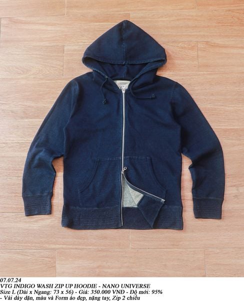  07.07.24 - VTG INDIGO WASH ZIP UP HOODIE - NANO UNIVERSE 