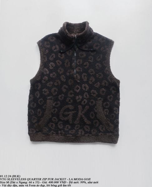  01.12.24 - VTG SLEEVELESS QUARTER ZIP FUR JACKET - LA MODA GOJI 