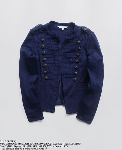  01.12.24 - VTG CROPPED NAPOLEON DENIM JACKET - REDHERRING 