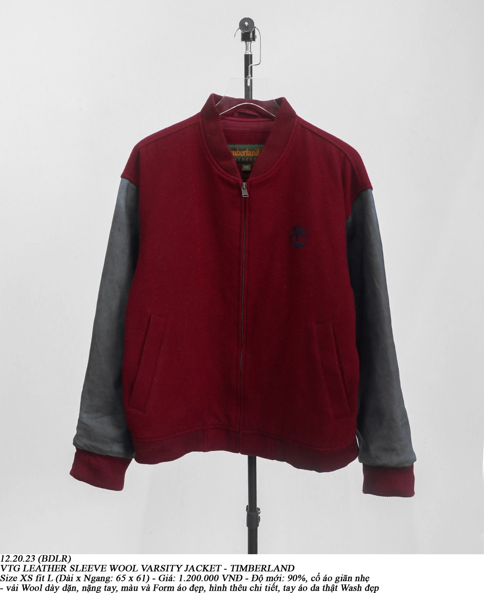  12.20.23 - VTG LEATHER SLEEVE WOOL VARSITY JACKET - TIMBERLAND 