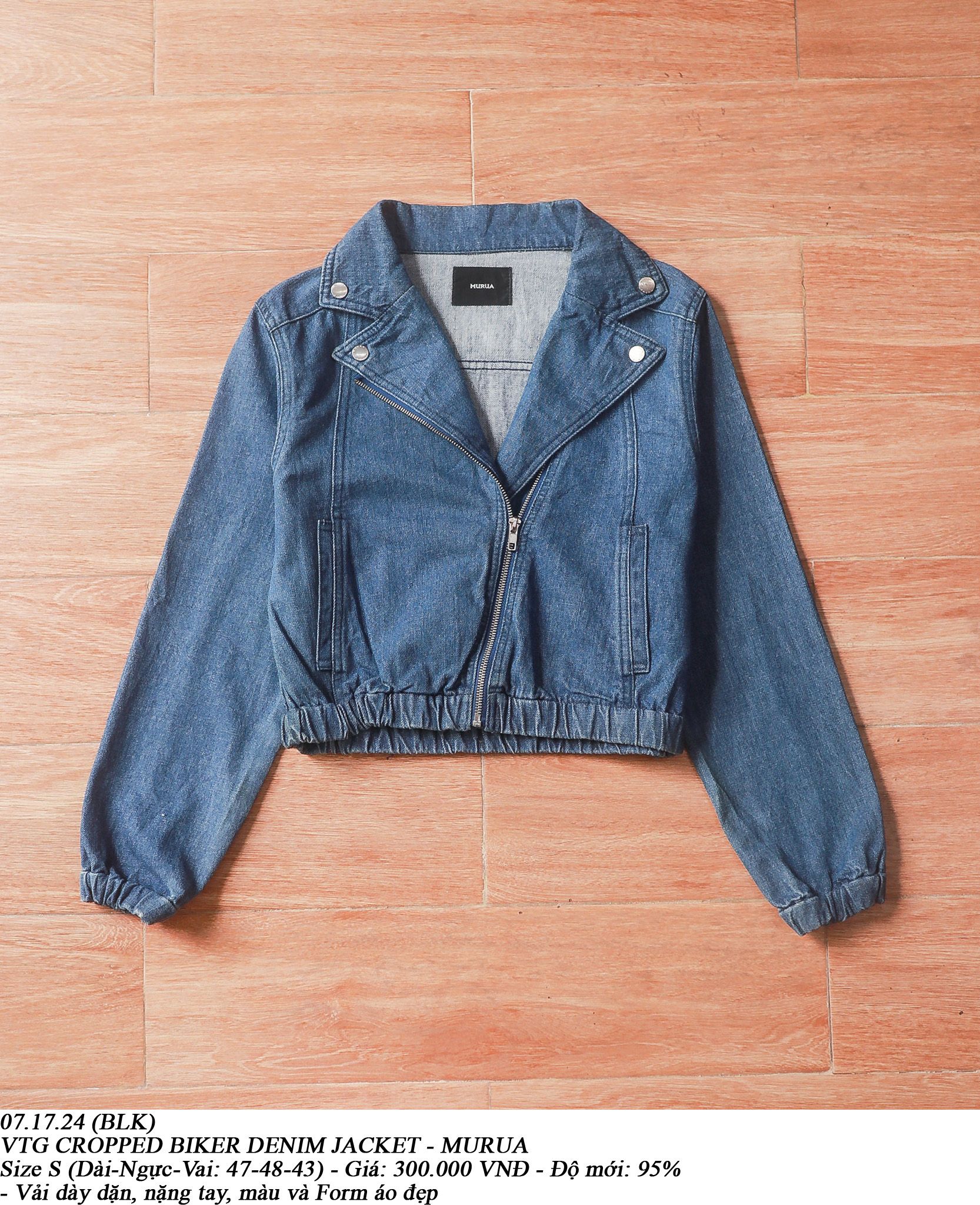  07.17.24 - VTG CROPPED BIKER DENIM JACKET - MURUA 
