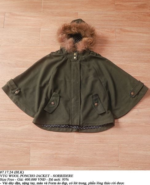  07.17.24 - VTG WOOL PONCHO JACKET - SORRIDERE 