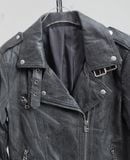  12.26.23 - VTG CROPPED REAL LEATHER BIKER JACKET 