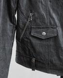  12.26.23 - VTG CROPPED REAL LEATHER BIKER JACKET 