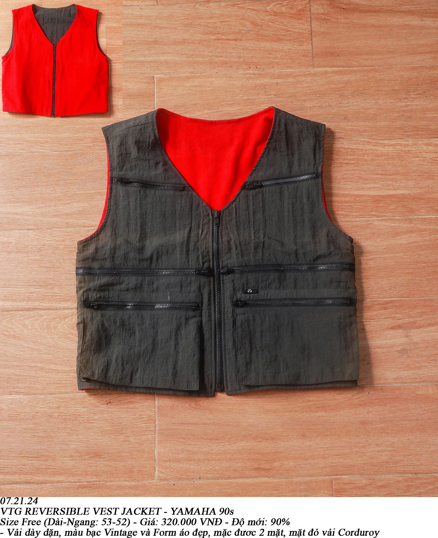  07.21.24 - VTG REVERSIBLE VEST JACKET - YAMAHA 90s 