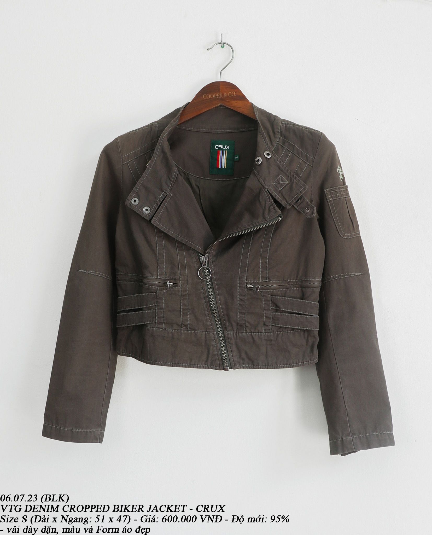  06.07.23 - VTG DENIM CROPPED BIKER JACKET - CRUX 