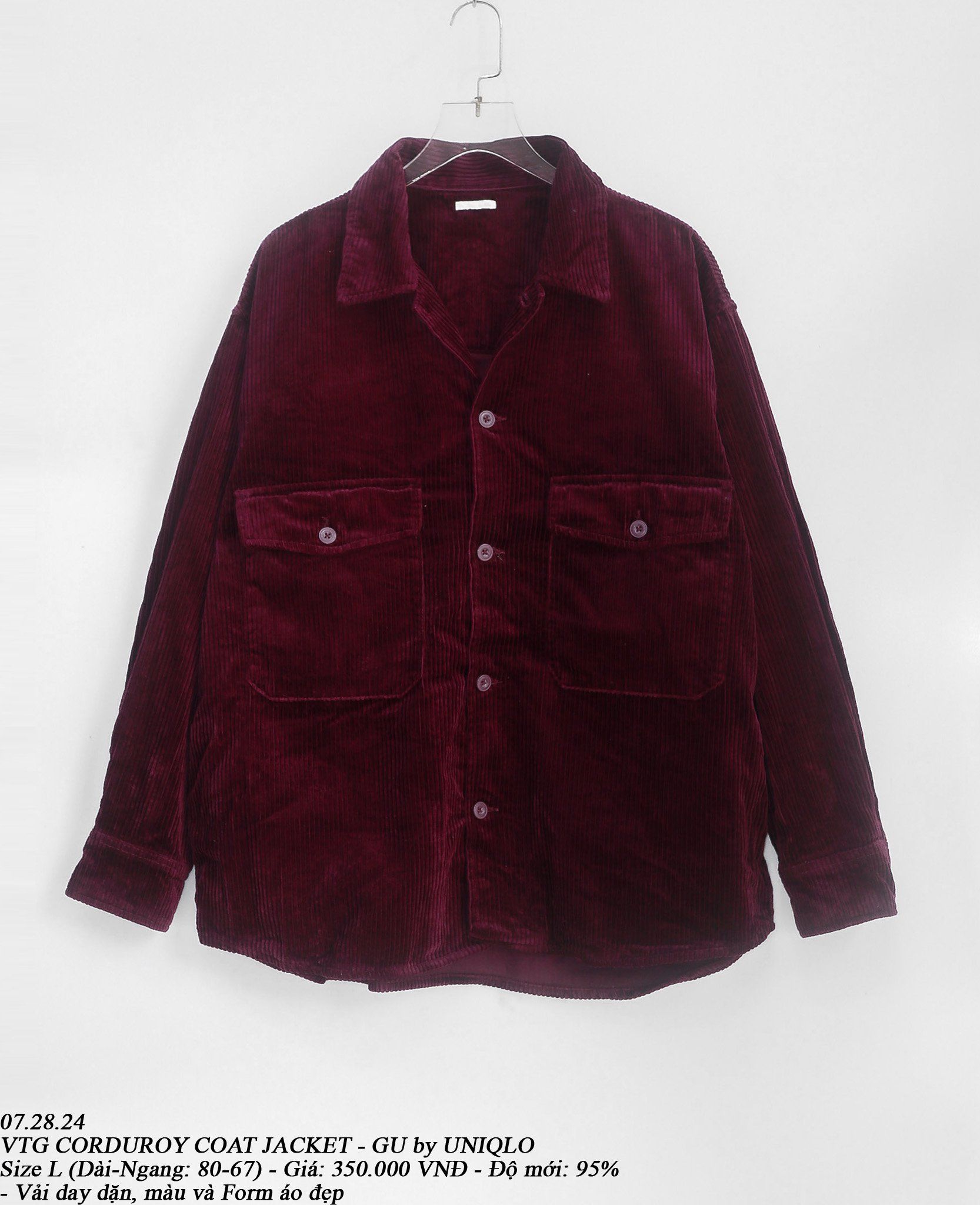  07.28.24 - VTG CORDUROY COAT JACKET - GU by UNIQLO 