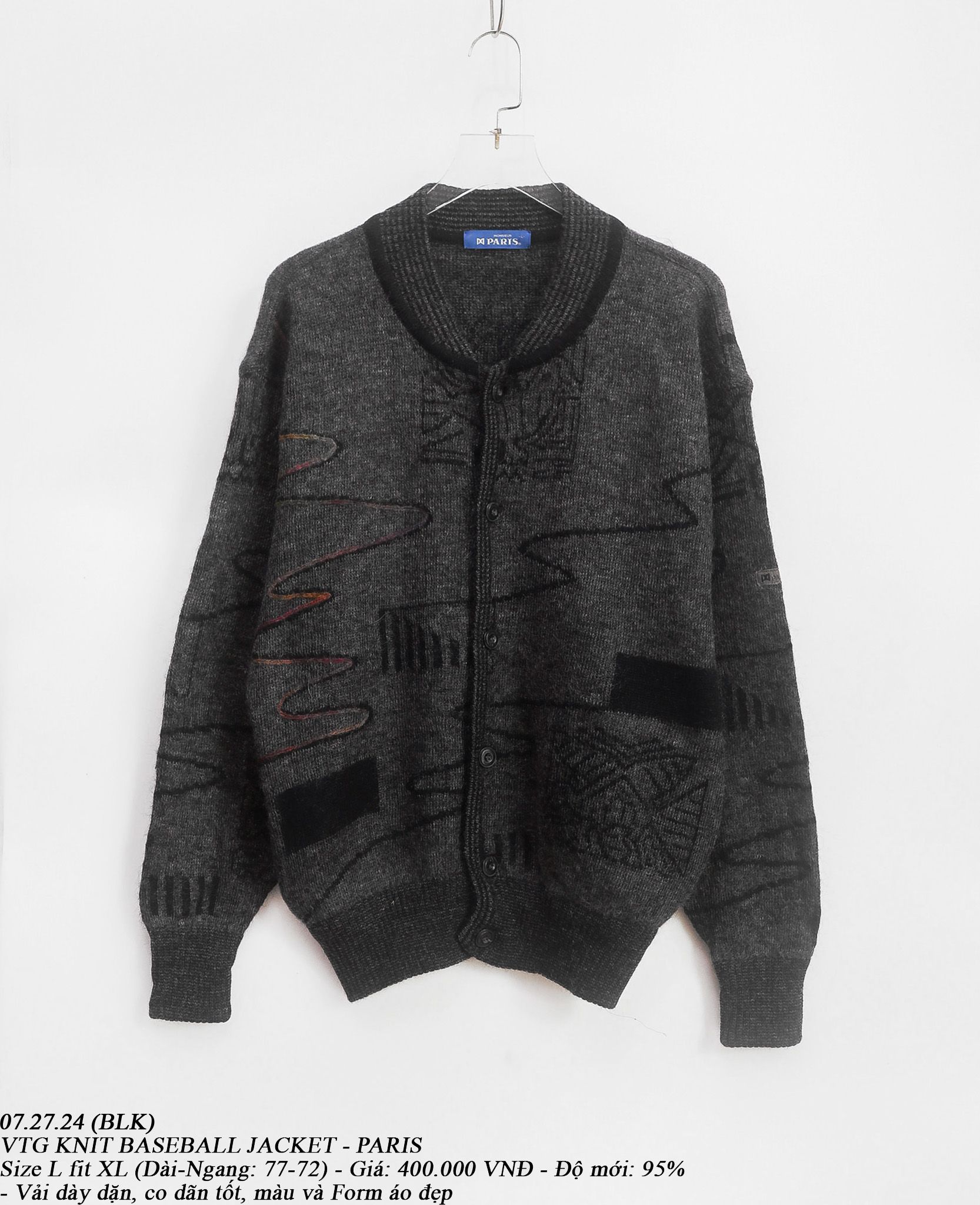  07.27.24 - VTG KNIT BASEBALL JACKET - PARIS 