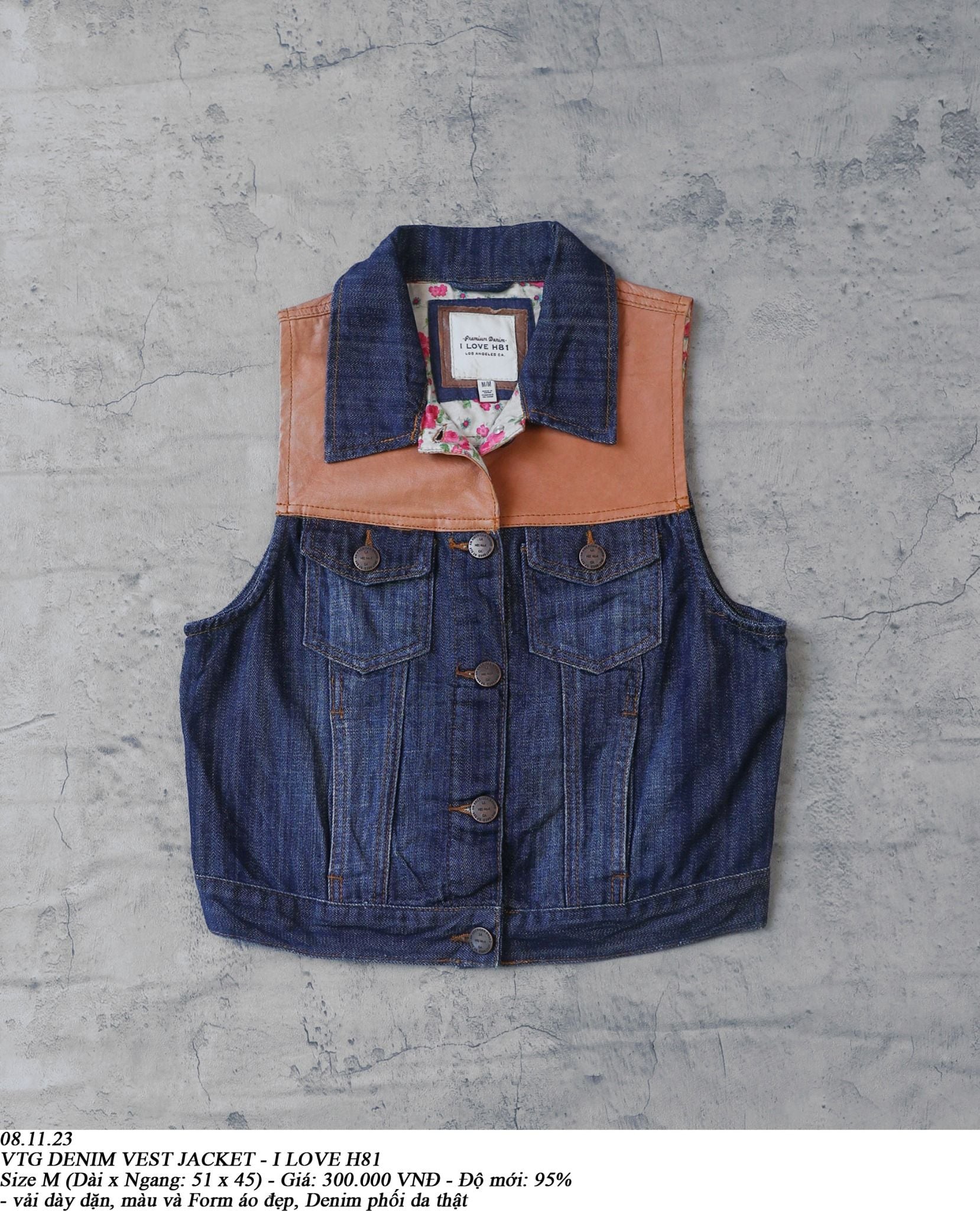  08.11.23 - VTG DENIM VEST JACKET - I LOVE H81 